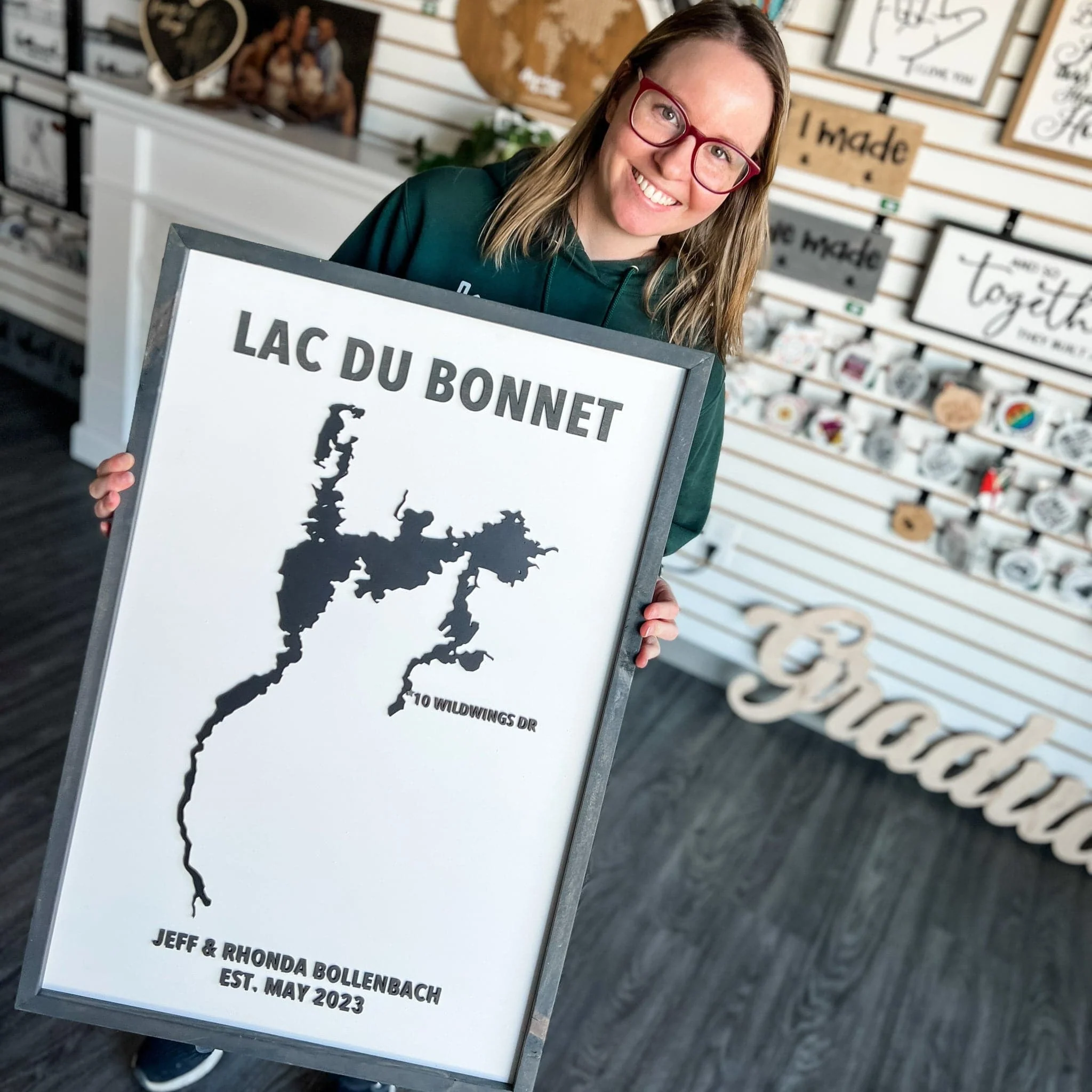 Custom Silhouette Lake Map Sign - Image 10