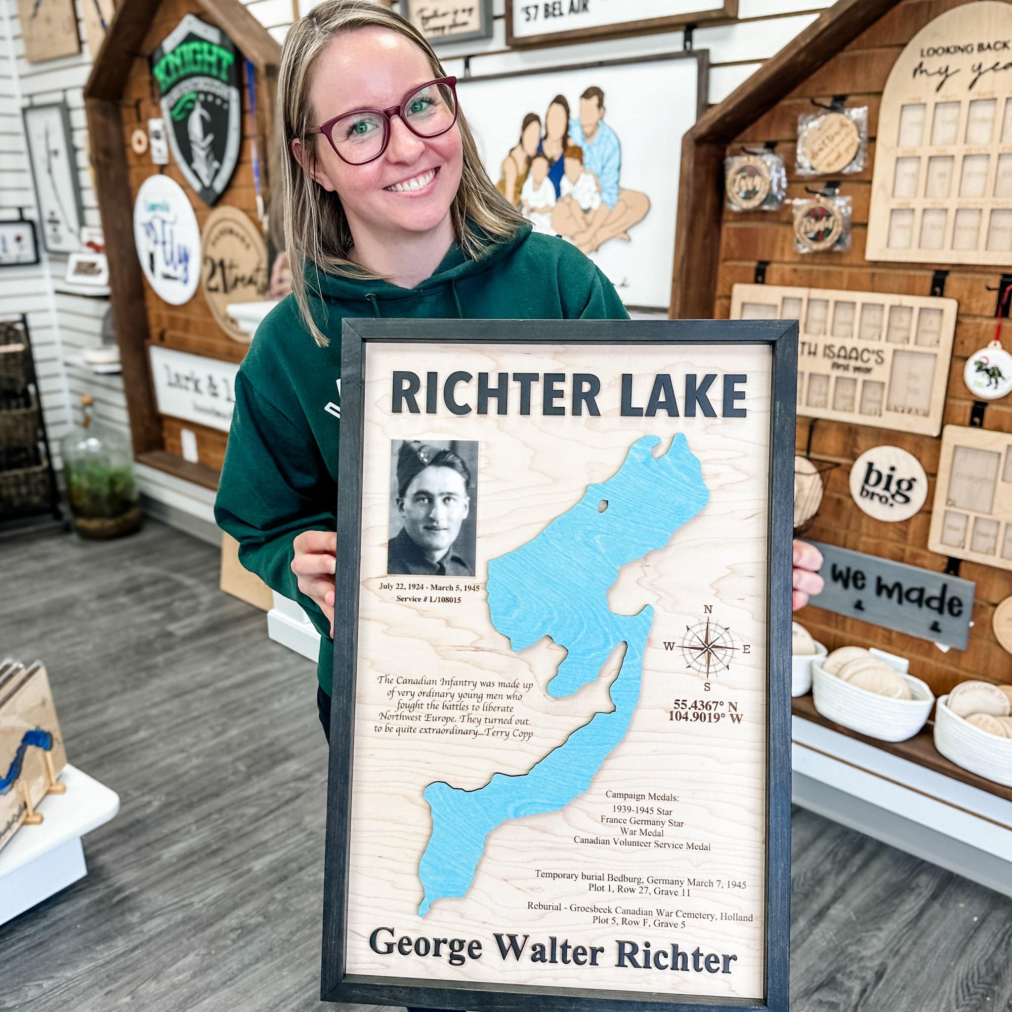 Custom Silhouette Lake Map Sign - Image 11