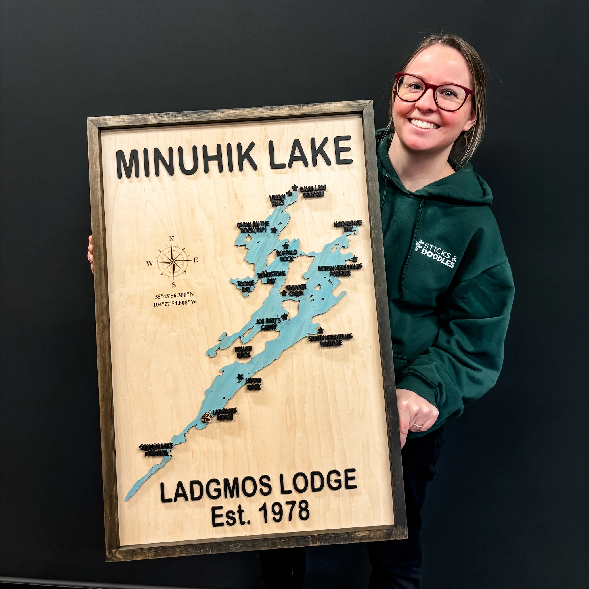 Custom Silhouette Lake Map Sign - Image 13