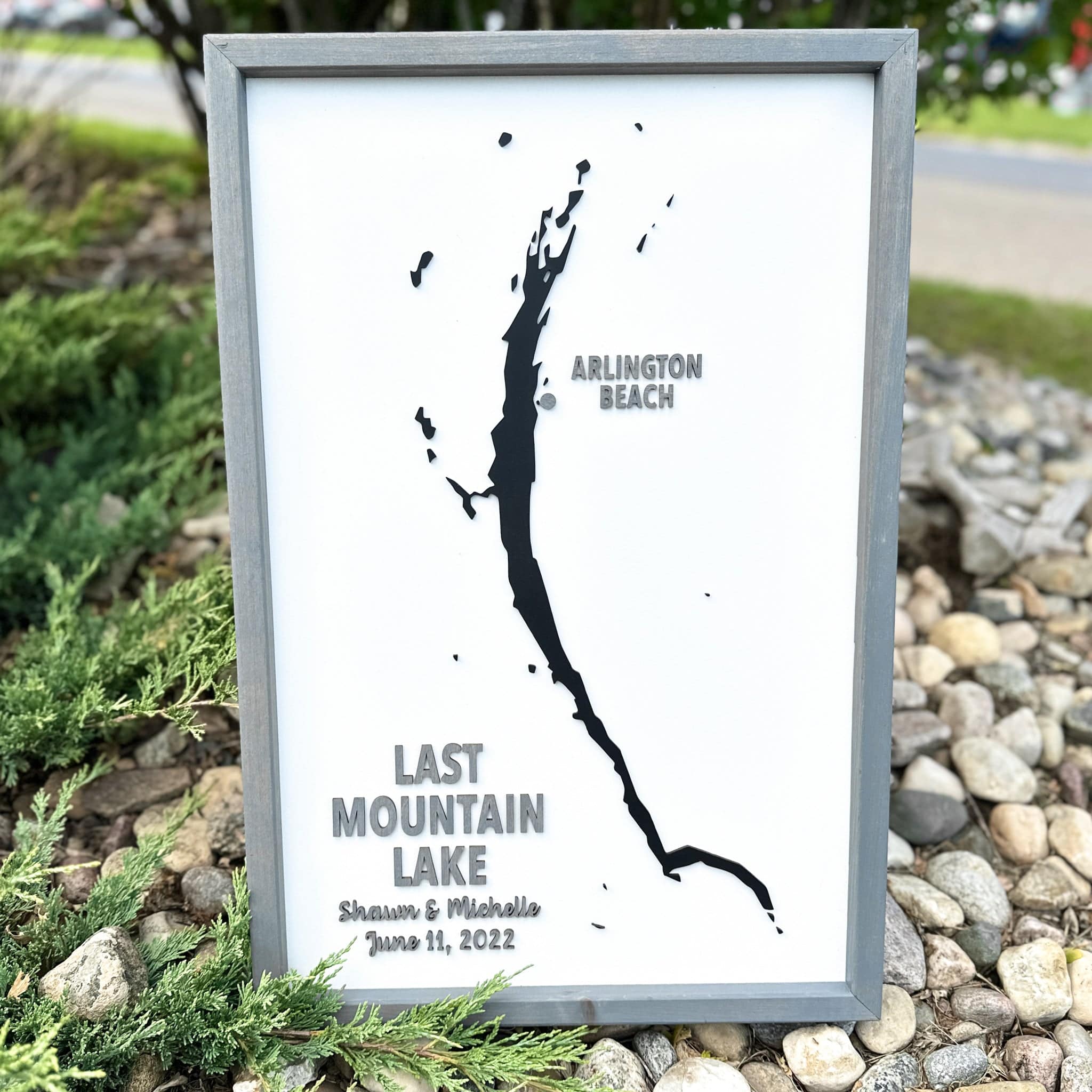 Custom Silhouette Lake Map Sign - Image 14