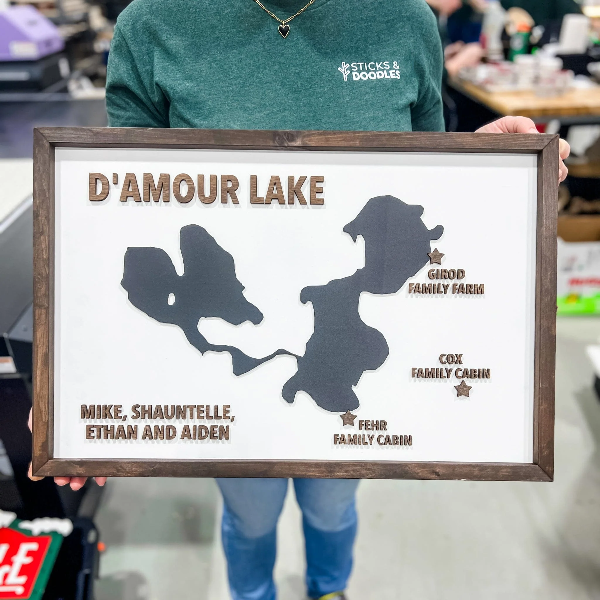 Custom Silhouette Lake Map Sign - Image 16