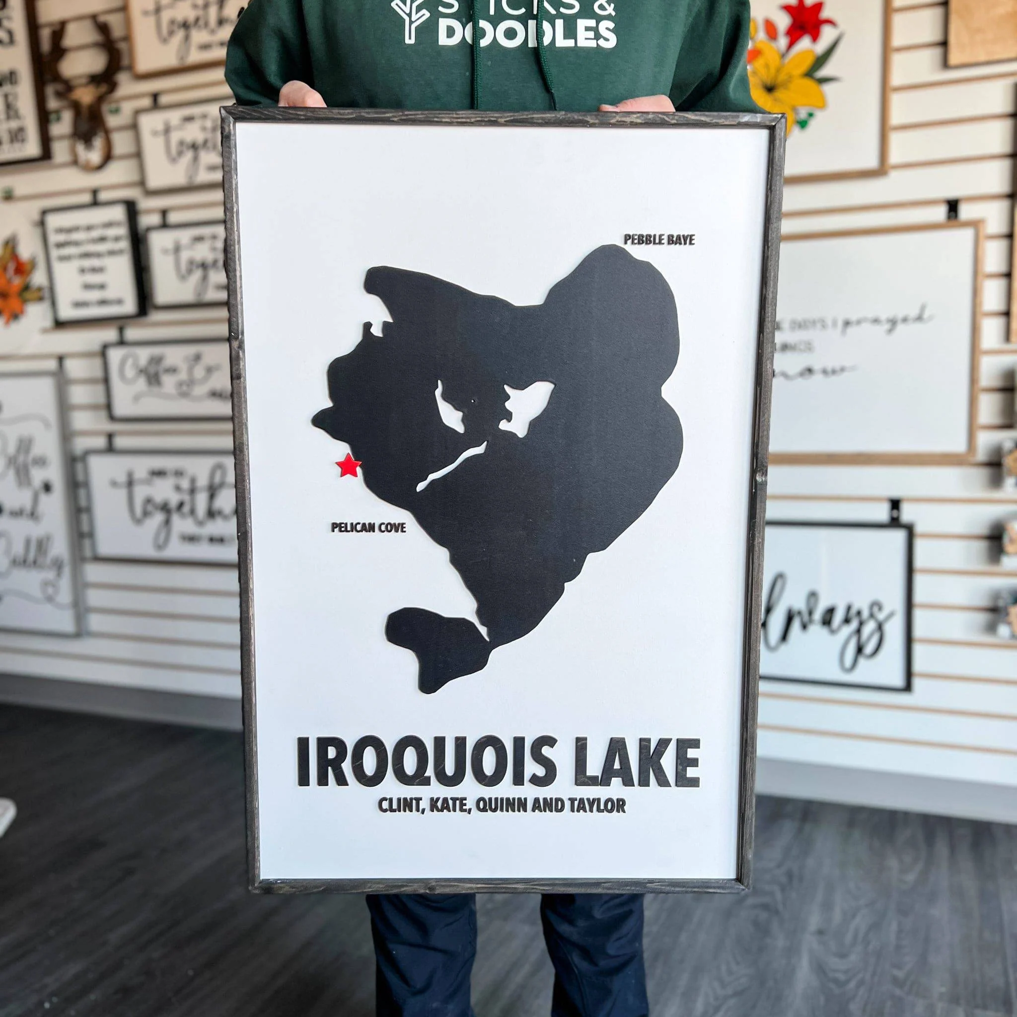 Custom Silhouette Lake Map Sign - Image 17