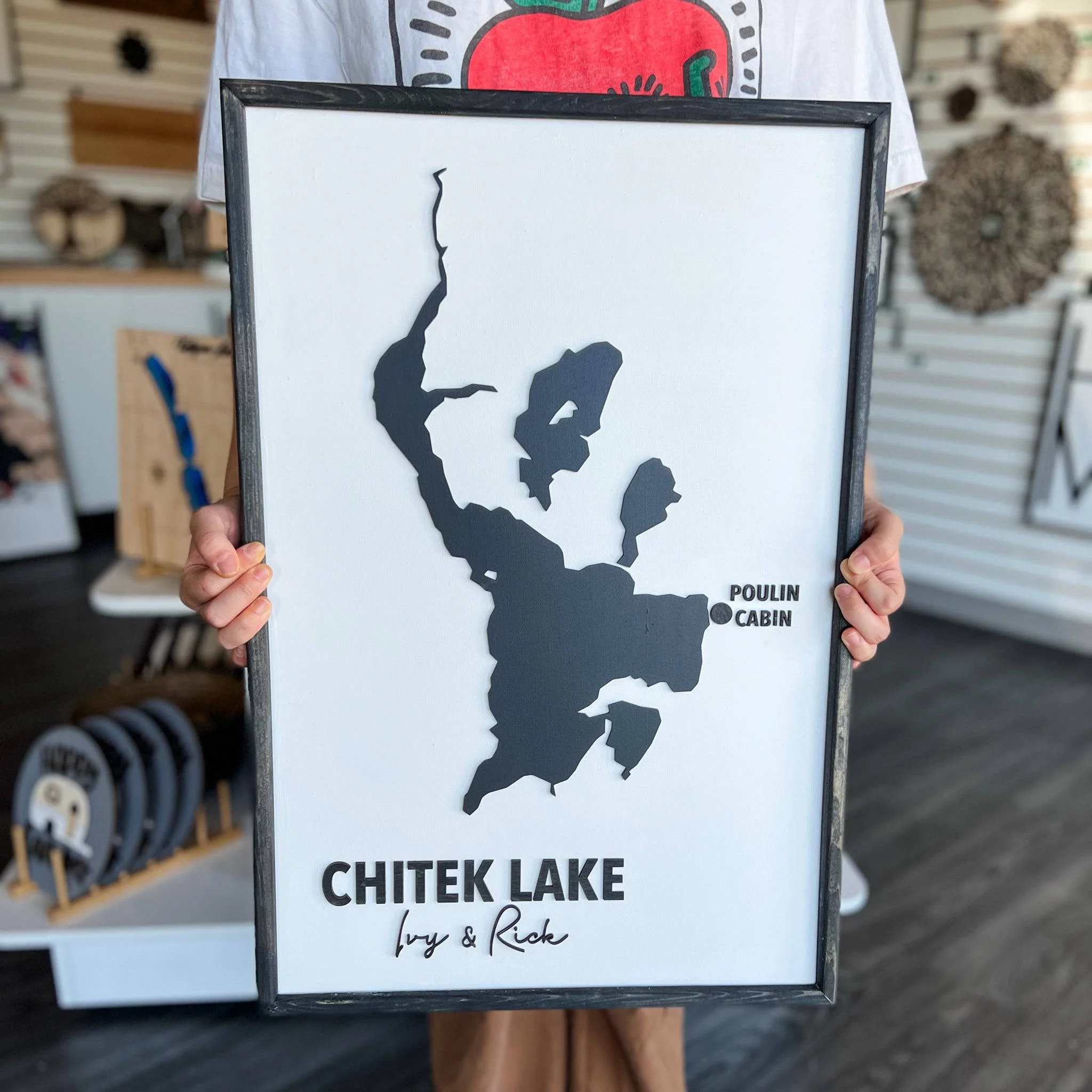 Custom Silhouette Lake Map Sign - Image 18