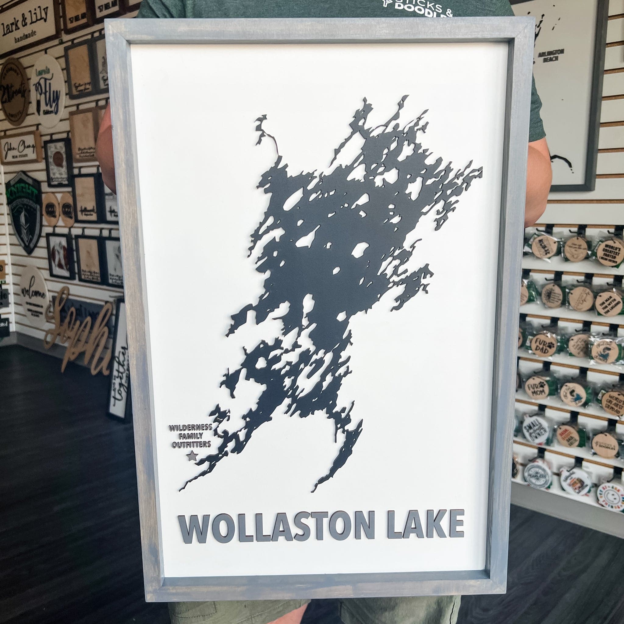 Custom Silhouette Lake Map Sign - Image 4
