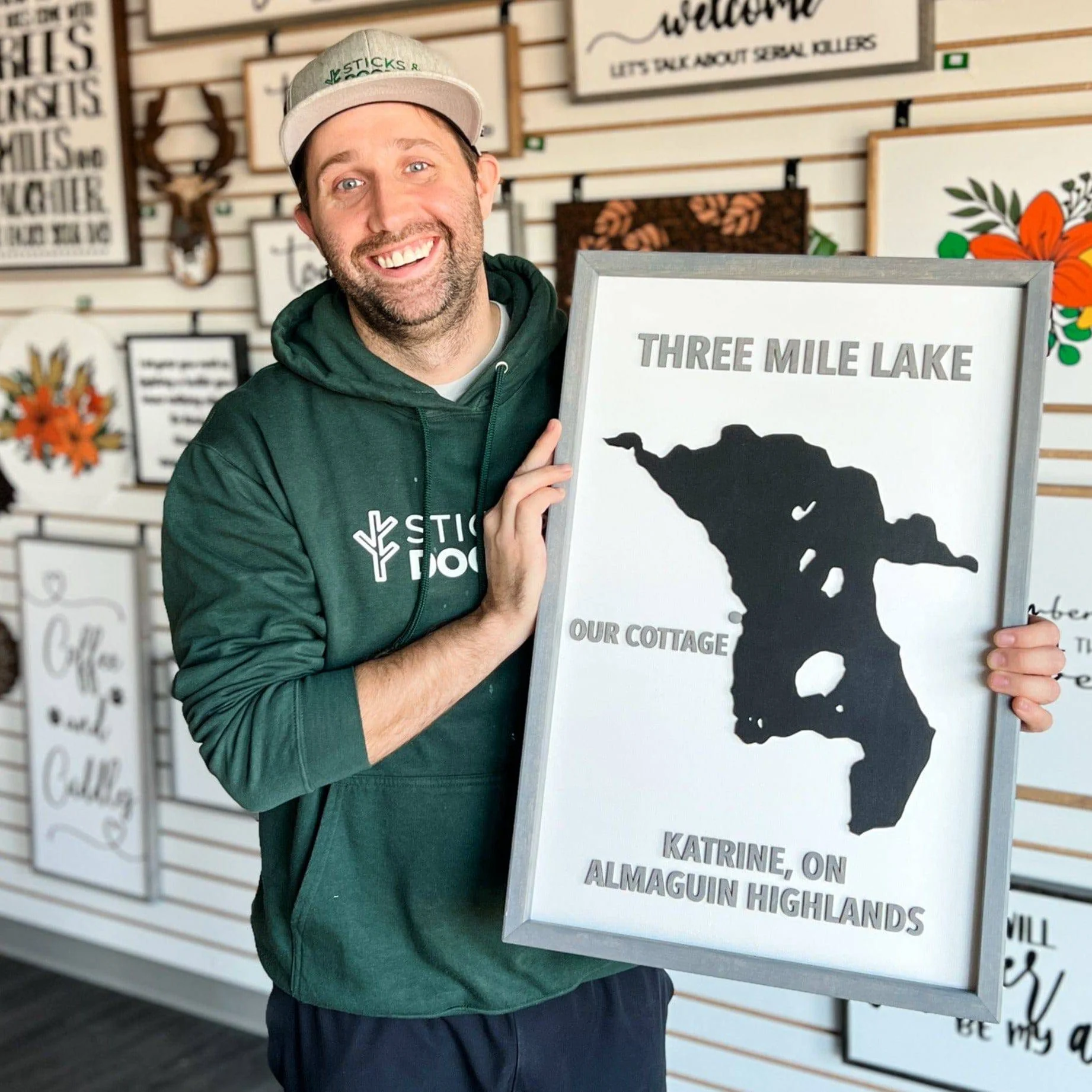 Custom Silhouette Lake Map Sign - Image 5