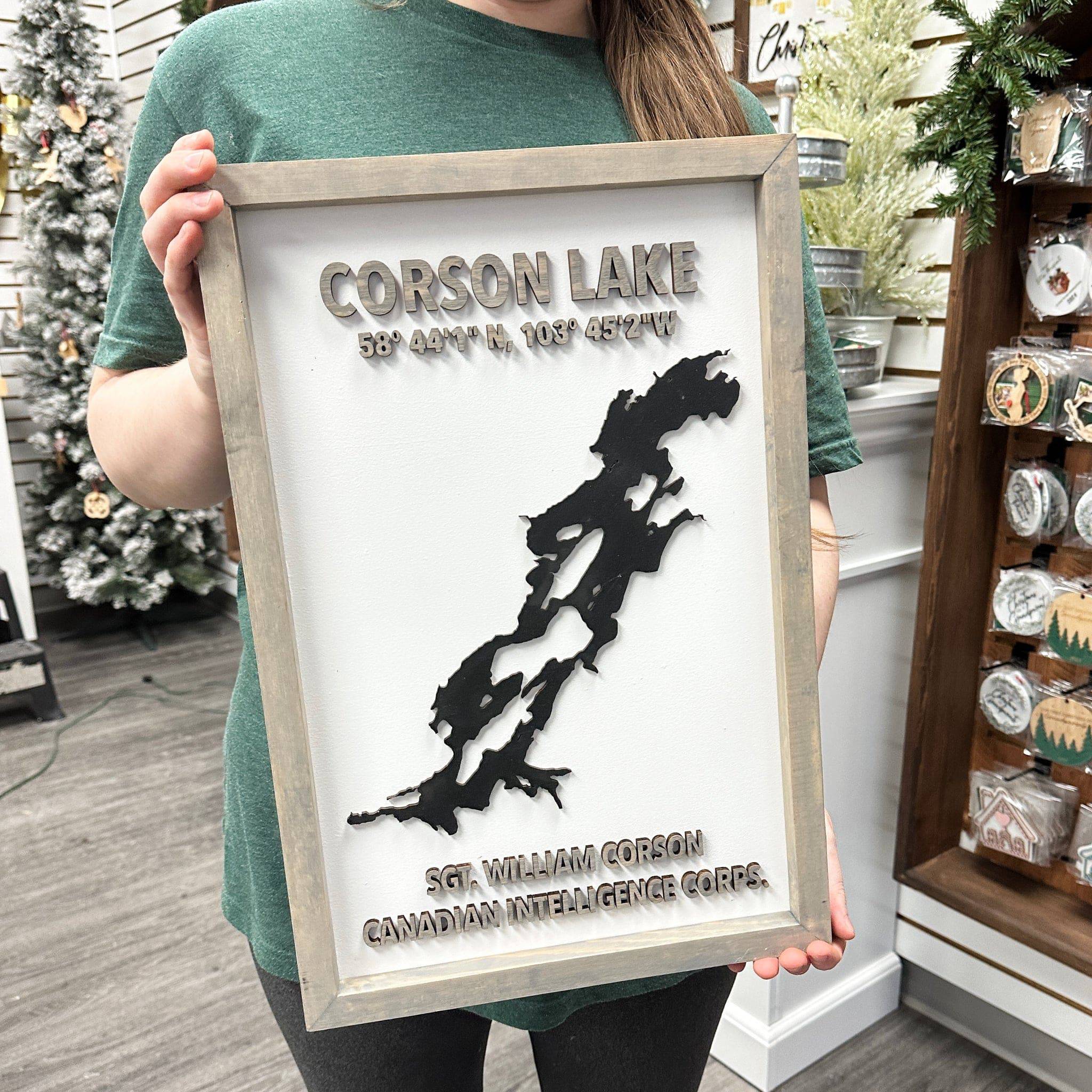 Custom Silhouette Lake Map Sign - Image 6