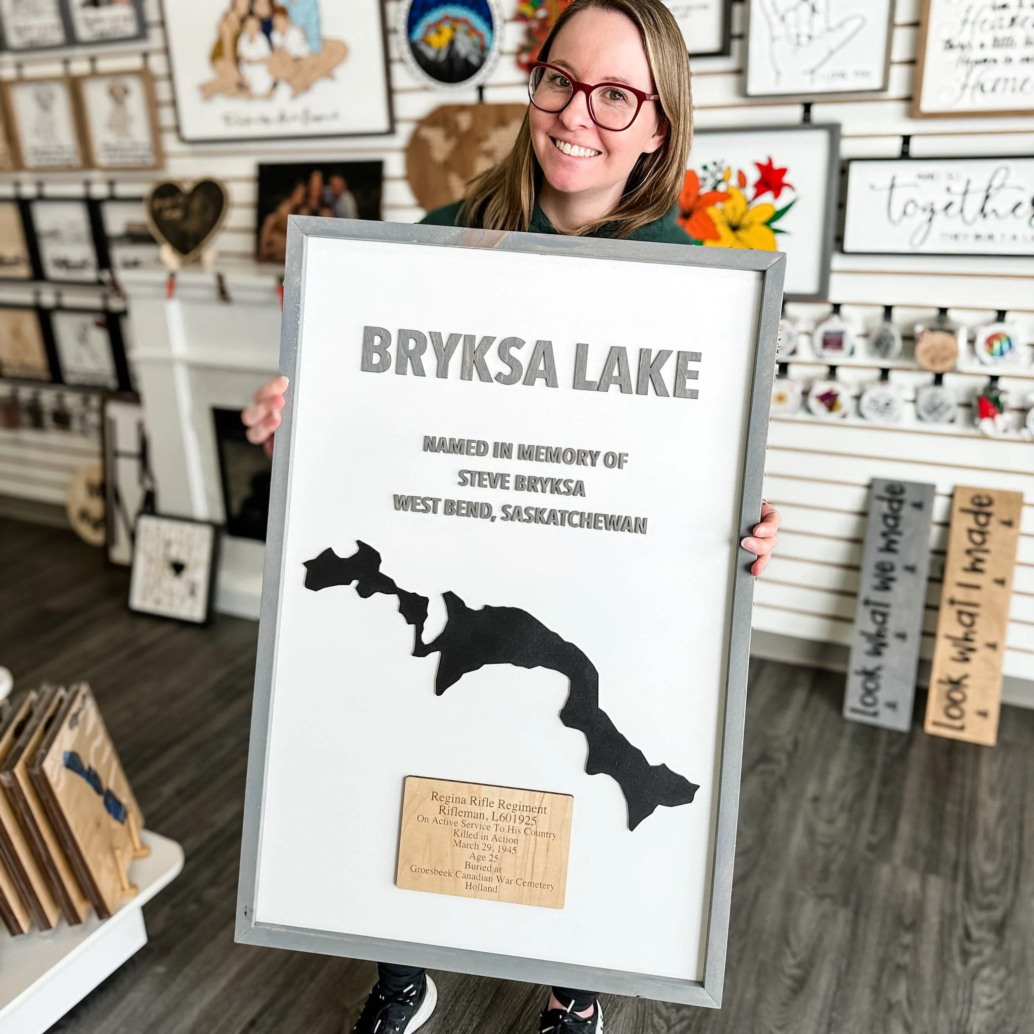 Custom Silhouette Lake Map Sign - Image 8