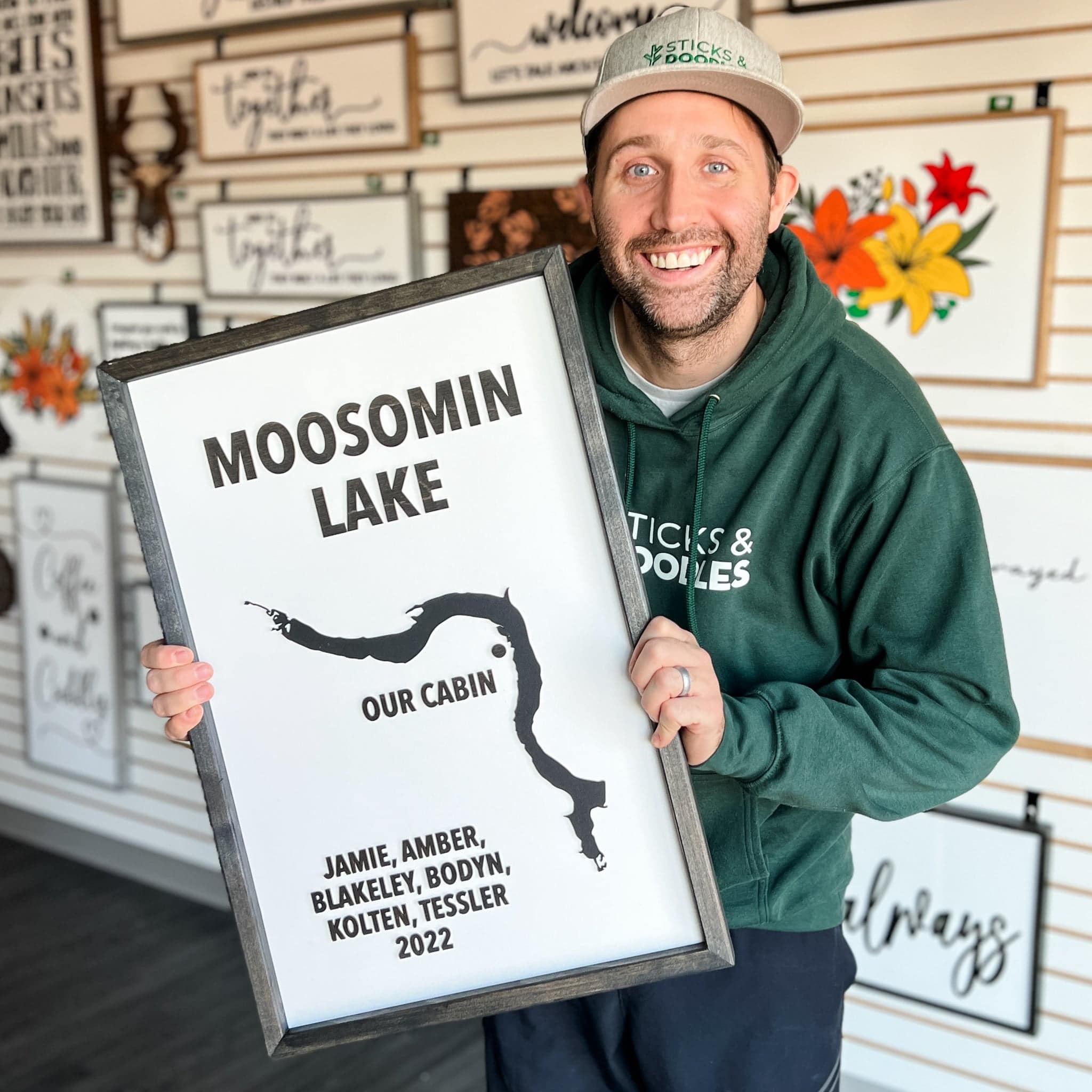 Custom Silhouette Lake Map Sign - Image 9