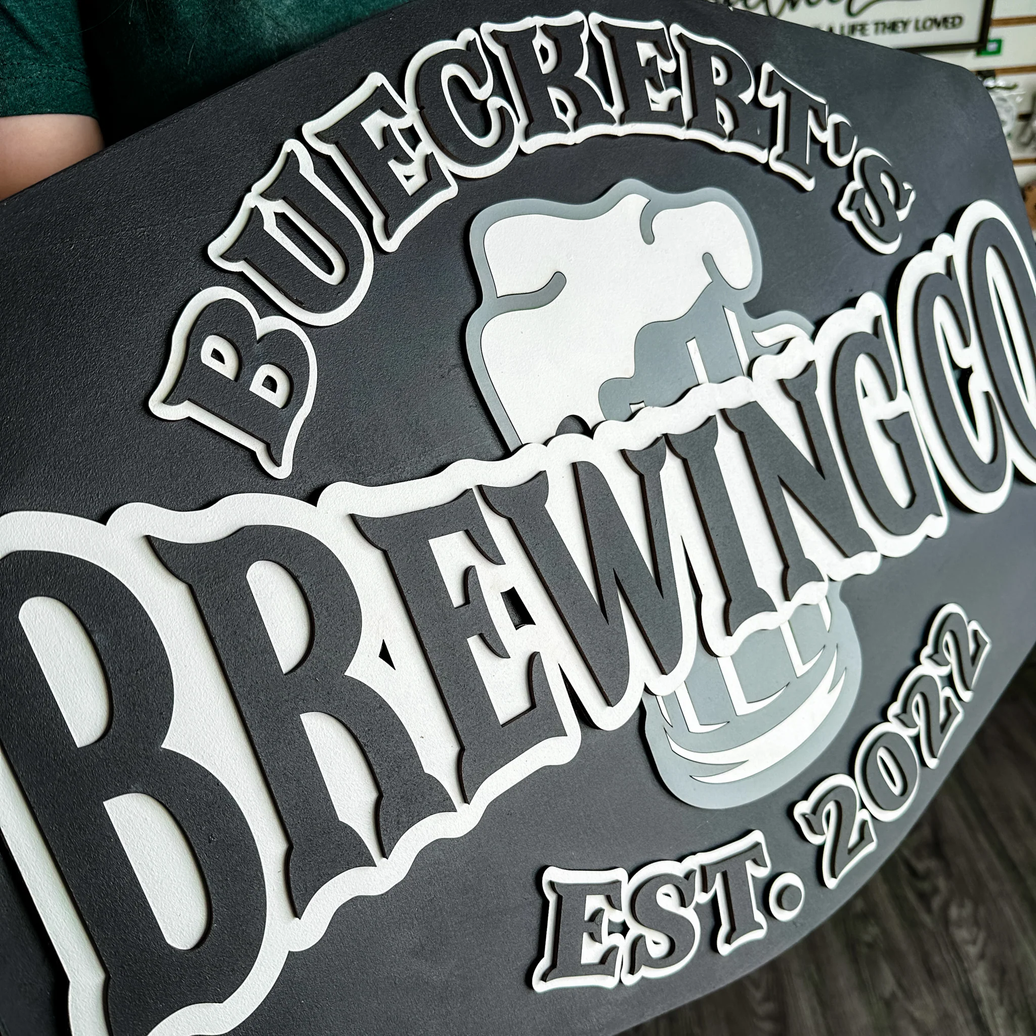 Custom Shaped Wood Logo Sign - Image 6