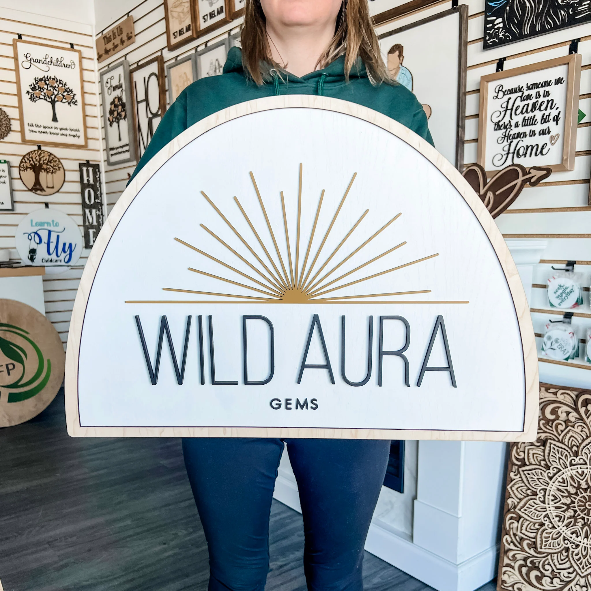 Custom Shaped Wood Logo Sign - Image 9