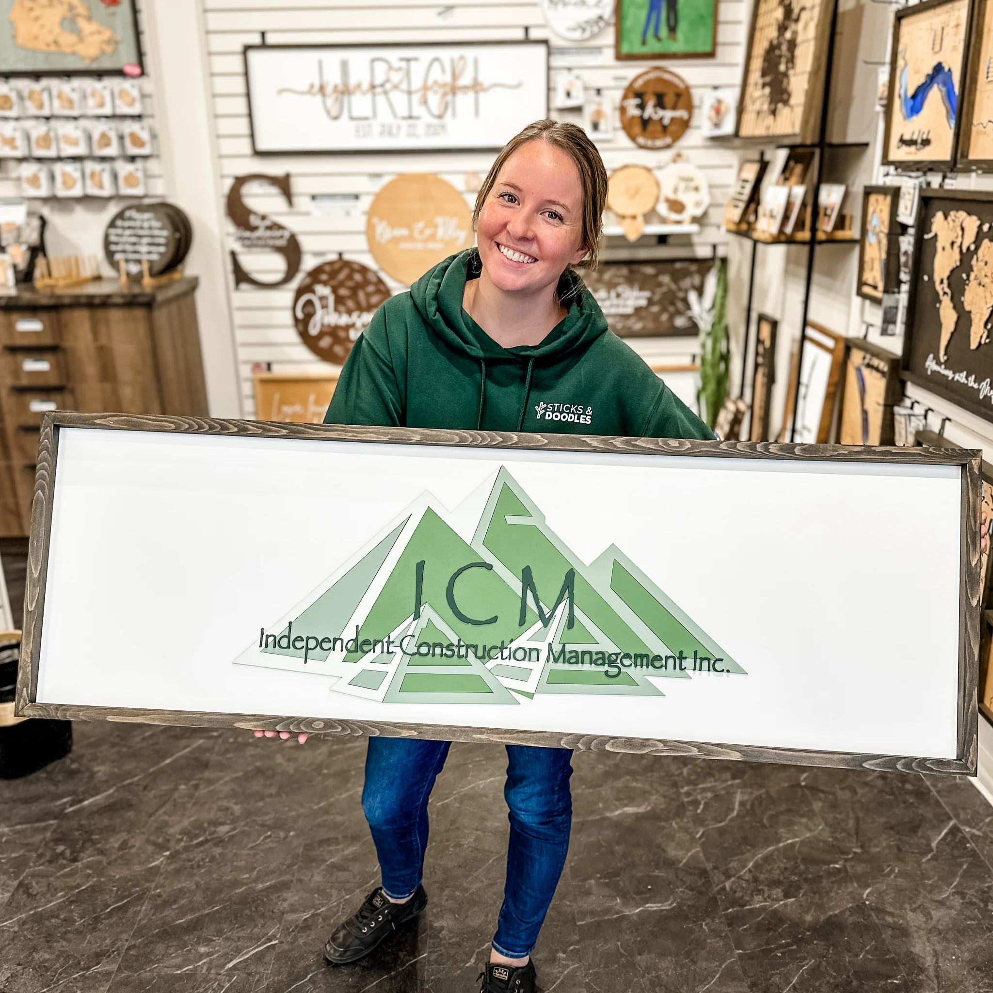 Custom Framed Logo Wood Sign - Image 9