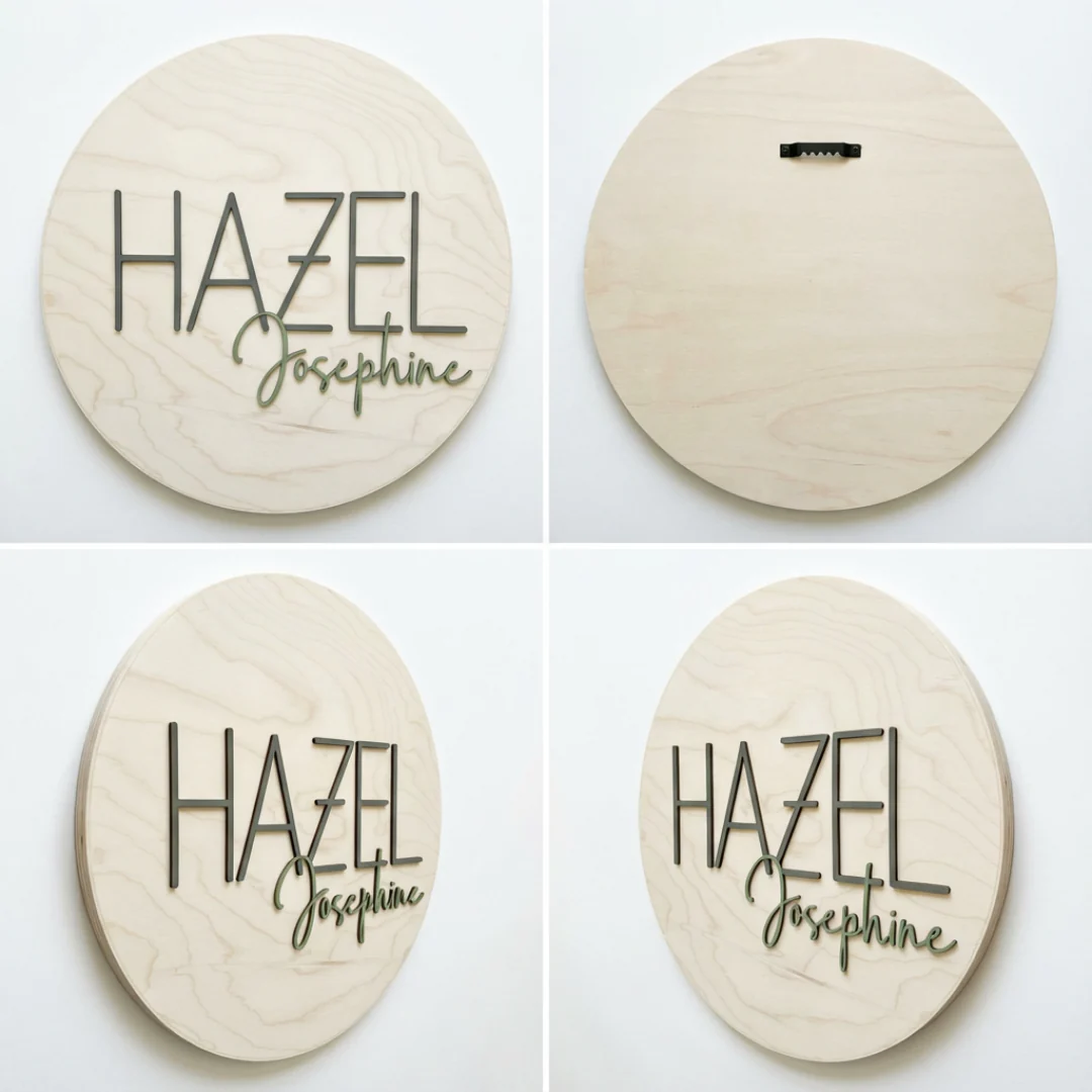 Round Wood Nursery Name Sign for Kids’ Rooms - Image 7