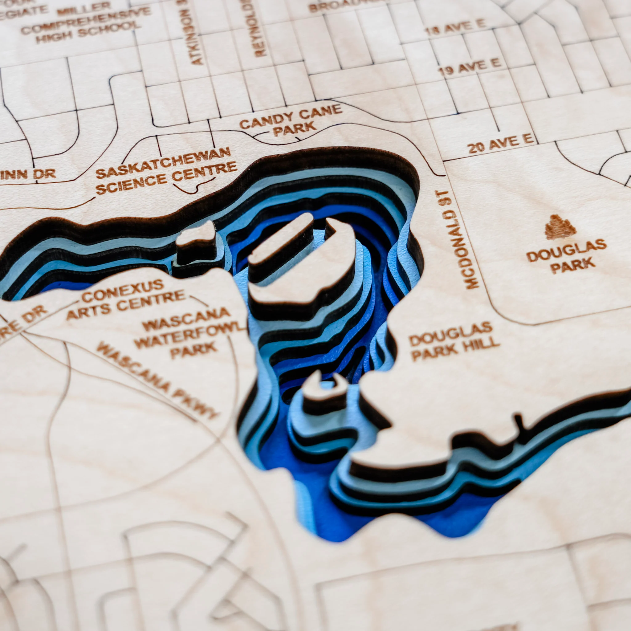 Wascana Lake 3D Wood Map - Image 5